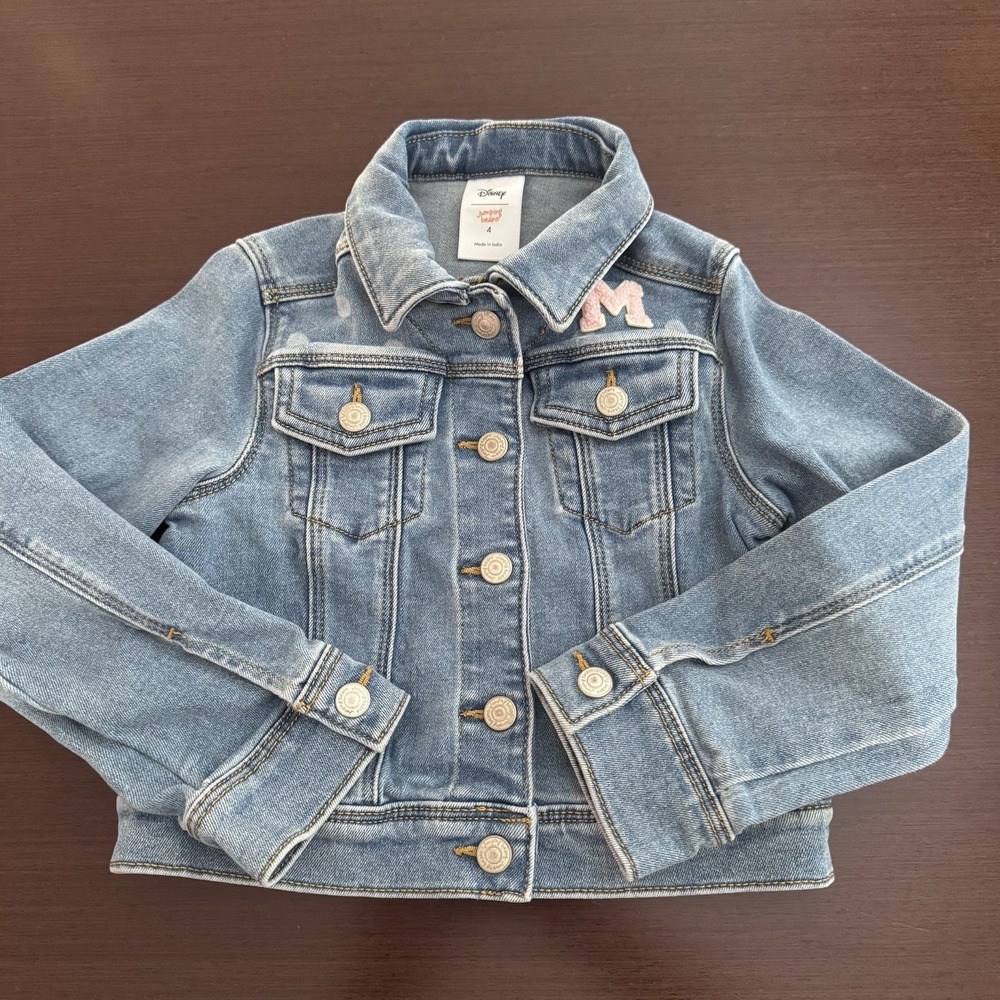 Jumping Beans Disney Minnie Mouse Toddler Denim Jacket Chenille M Size 4